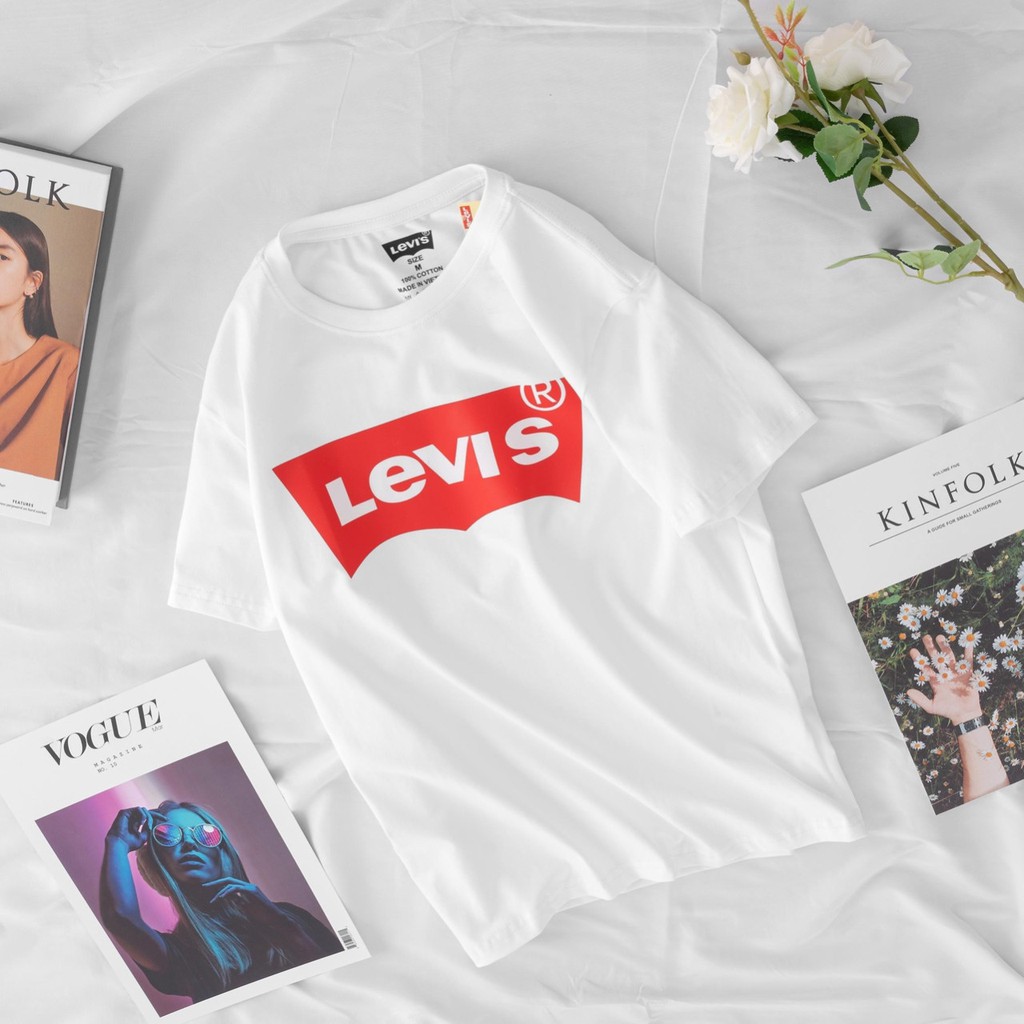 Áo phông levis nam nữ tay ngắn không cổ chất cotton tici