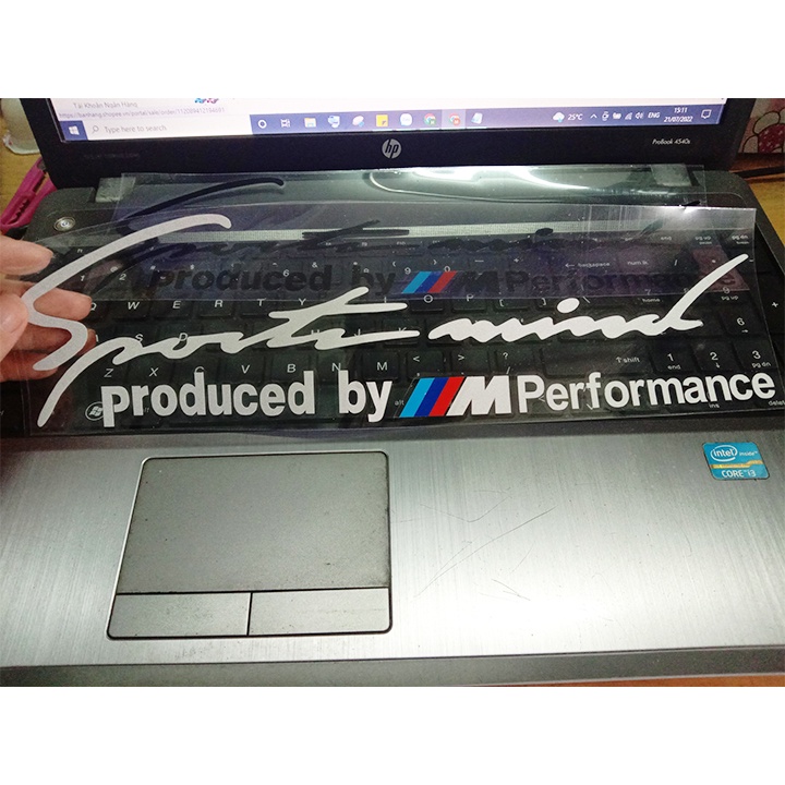 Decal tem chữ Sport mind produced by Performance dán capo thân xe ô tô