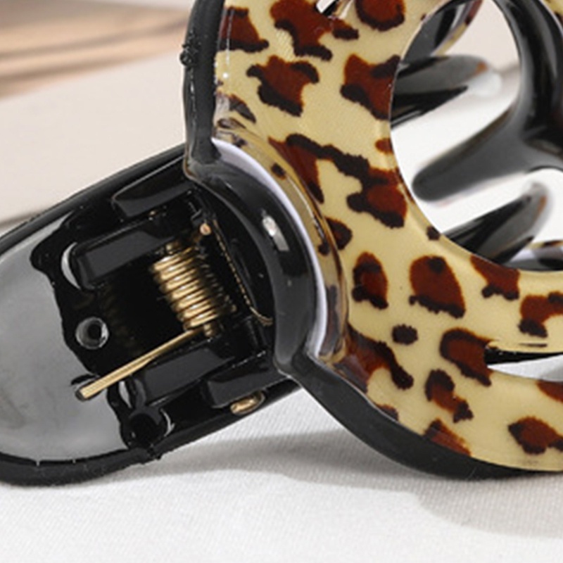 Youyo Kẹp Tóc Cong Họa Tiết Da Báo Kiểu Pháp Không Trơn Trượt