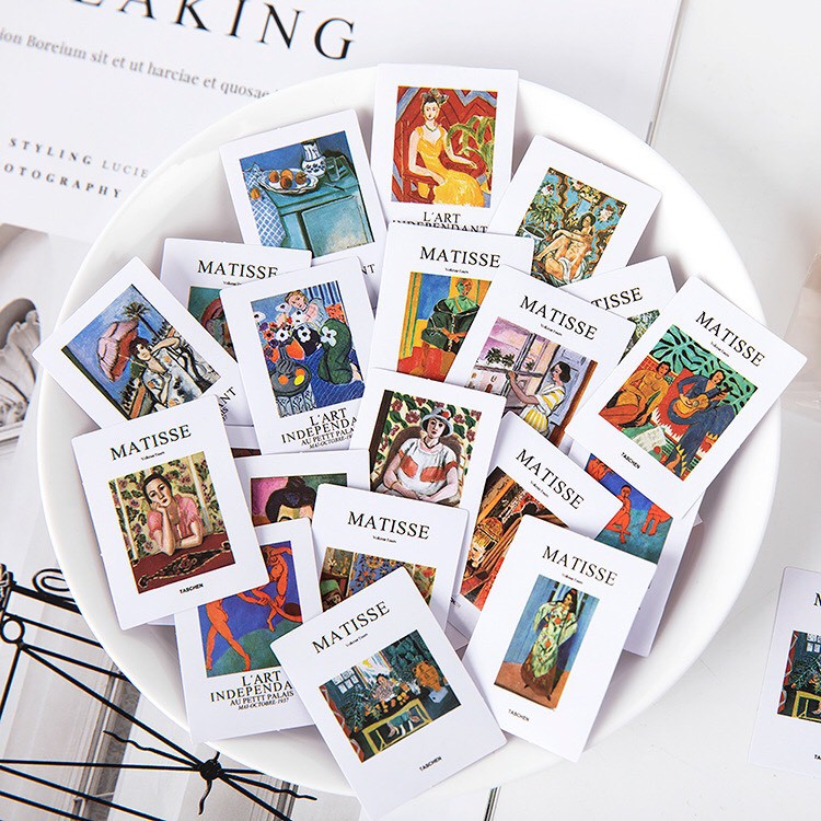 Bộ 45 sticker tranh ảnh nghệ thuật trang trí sổ tay