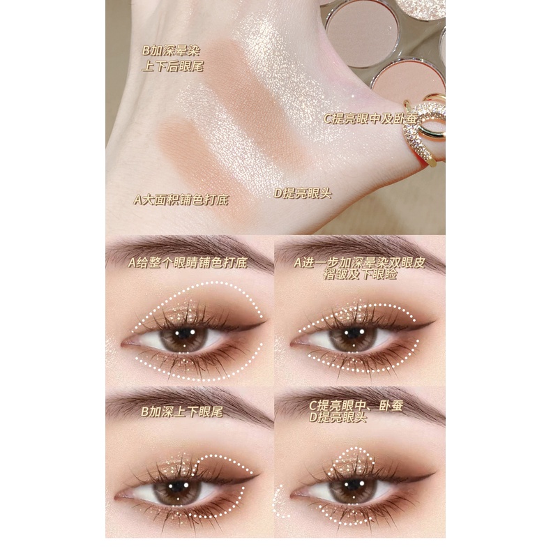 Bảng Phấn Mắt XIXI 9 Màu Lì Và Ánh Nhũ Kết Hợp Trang Điểm Kháng Nước Lâu Trôi 13.5g