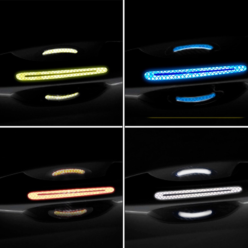 Set 4 Miếng Dán Phản Quang 3D Cảnh Báo An Toàn Cho Tay Nắm Cửa Mở Cửa Xe Hơi