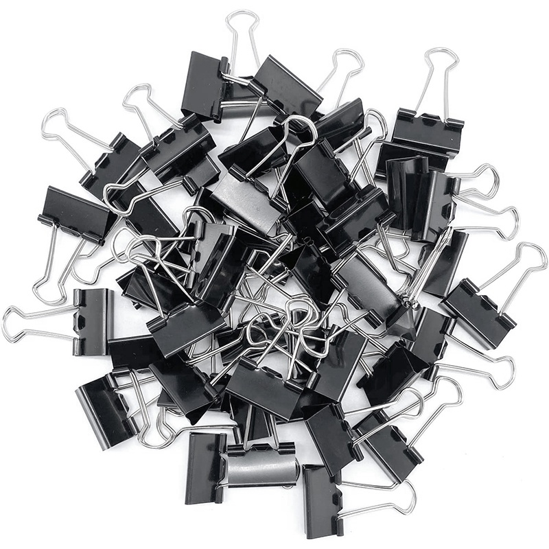 Kẹp Giấy/Kẹp Giấy Màu Đen Bằng Kim Loại Gấp Lại Được Kích Thước Vừa Dùng Cho Văn Phòng/Trường Học/Nhà Ở