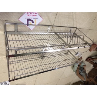 Kệ đựng chén bát treo tường 2 tầng bằng inox