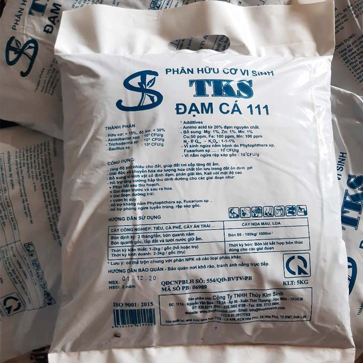Phân Hữu Cơ Vi Sinh ĐẠM CÁ 111  Tơi Xốp Đất,Giàu Dinh Dưỡng, Ngừa Nấm Kích Rễ
