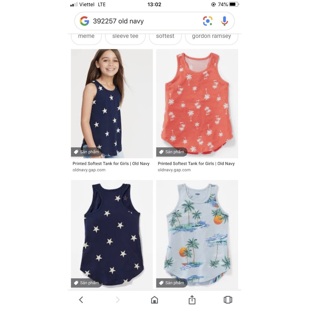 Set 5 Áo ba lỗ bé gái oldnavy size lớn chất cotton quá suất sắc