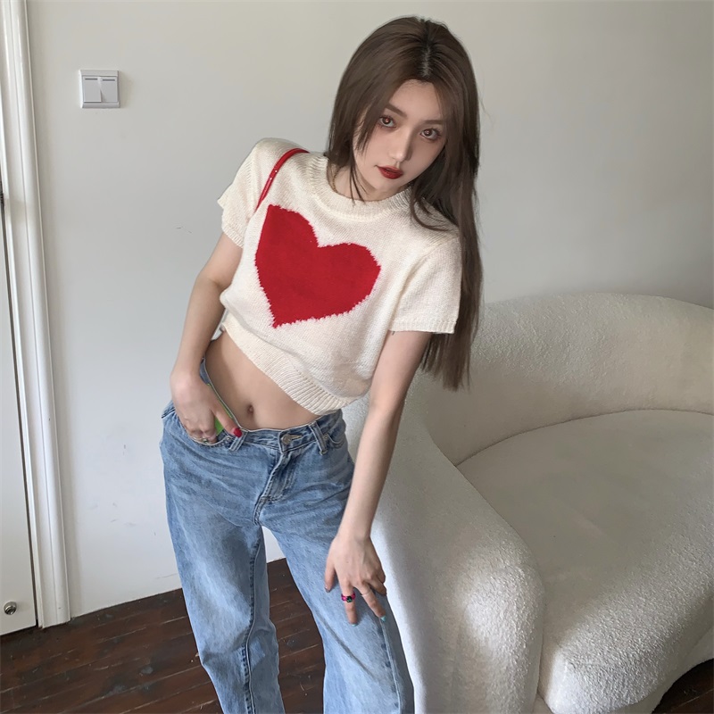 Áo Len Nửa Tay 178635Áo Dệt Kim Dáng Ôm Phong Cách Hàn Quốc Dễ Phối Đồ