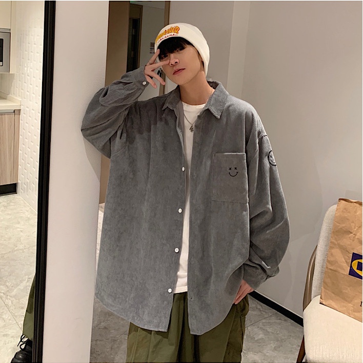 Áo sơ mi nhung, áo khoác nhung tăm nam nữ unisex màu xám cao cấp 02 pon.mens