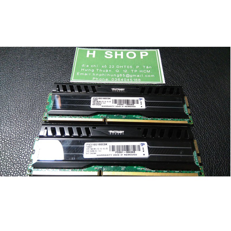 Ram tản nhiệt 8Gb DDR3 bus 1600 overclock tới 1866, hiệu Patriot Viper chính hãng, bảo hành 3 năm