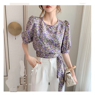 ÁO HOA CROPTOP THẮT NƠ EO XINH SẮN