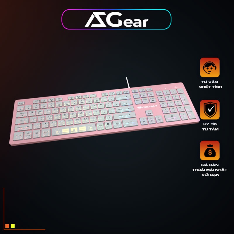Bàn phím Cougar VANTAR AX Pink, Đèn nền nhiều màu 8 hiệu ứng, Bảo hành 12 Tháng