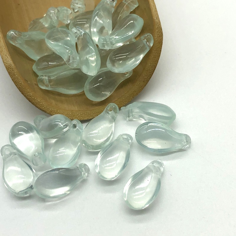 (5 cái)Cánh hoa thủy tinh 8*15mm, Nguyên liệu làm trang sức cổ trang, Nguyên liệu diy