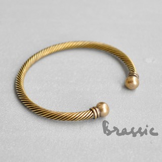 Vòng tay Đồng thau handmade, Kiềng tay nam nữ đồng xoắn Brassic VT07 - Có Bán Sỉ