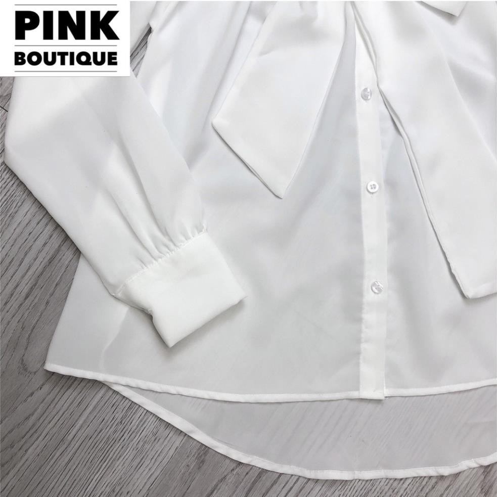 Áo Sơ Mi Trắng Nữ Cổ Nơ Cài Khuy Tay Phồng Big Size PINKBOUTIQUE  ཾ