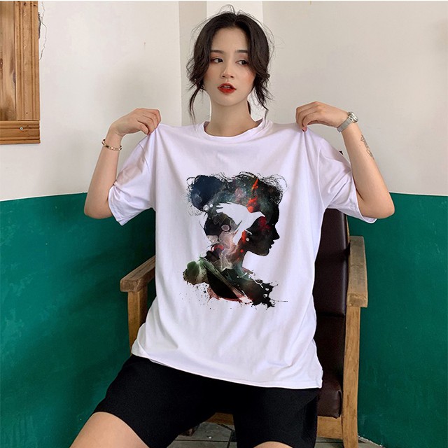 Cô gái va chim bồ câu - Áo Thun Nữ Cotton - Áo Tay Lỡ