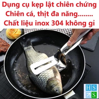 Dụng cụ kẹp và lật thịt , kẹp cá chiên, xẻng chiên trứng , kẹp thực phẩm nóng đa năng loại lớn inox 304 cao cấp tiện lợi