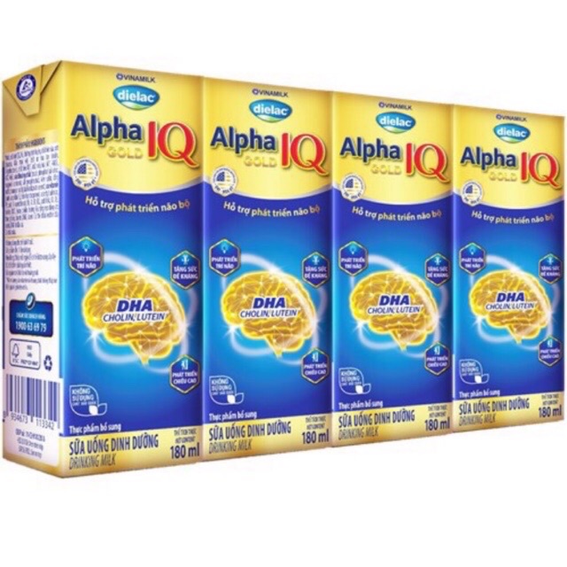 Sữa bột pha sẵn Dielac Alpha Gold IQ 180ml/ 110ml - Lốc 4 hộp