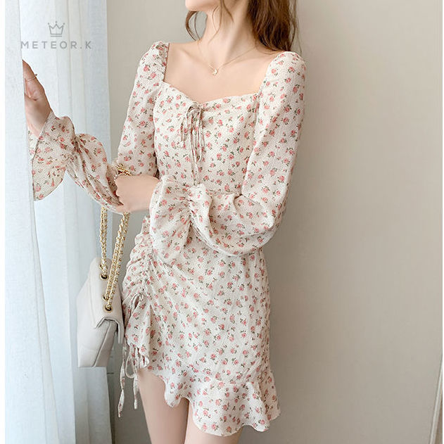 Đầm tay dài họa tiết hoa xinh xắn dành cho nữ | BigBuy360 - bigbuy360.vn