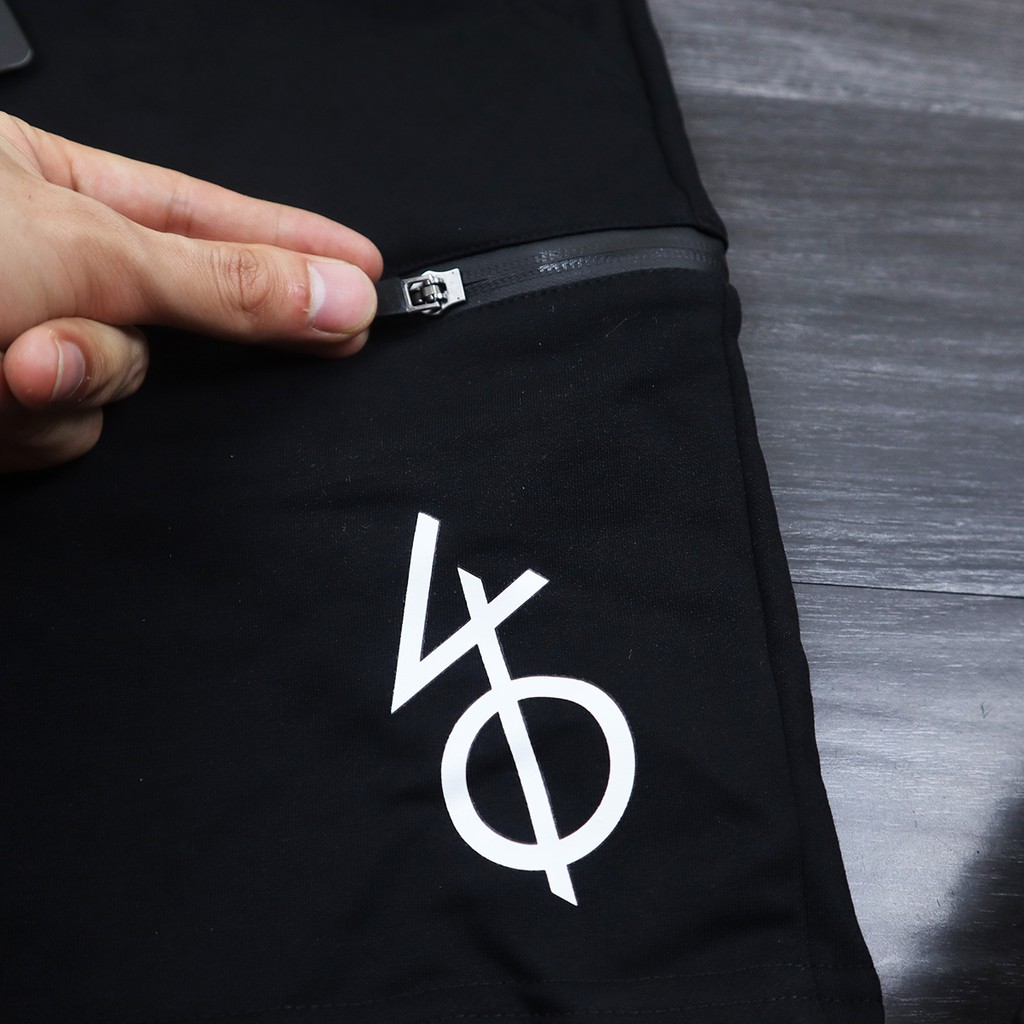 Quần tập gym nam LIKEFIT vải nỉ da cá in chữ VO khóa