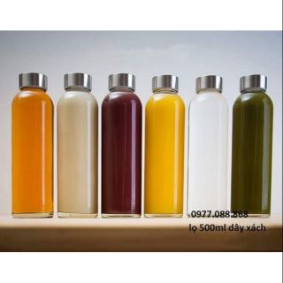 Lọ thủy tinh dây xách 500ml nắp bạc