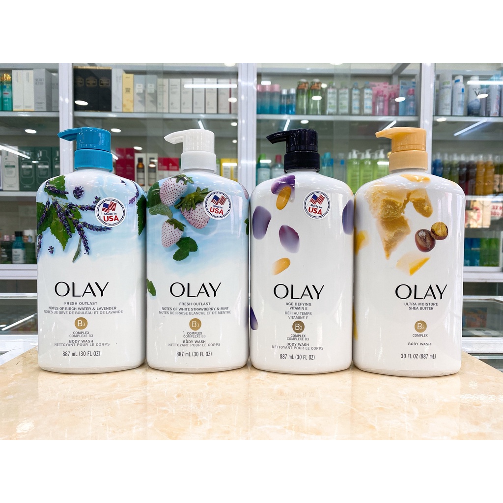 Sữa Tắm Dưỡng Ẩm Trắng Da OLAY Body Wash 887ml Made in USA