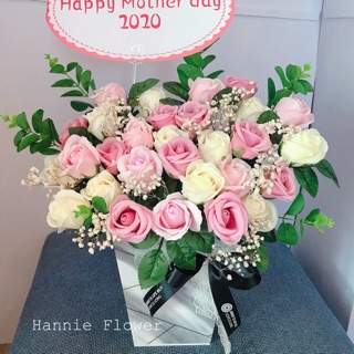 [Hannie Flower] Lẵng hoa hồng sâp phối bi