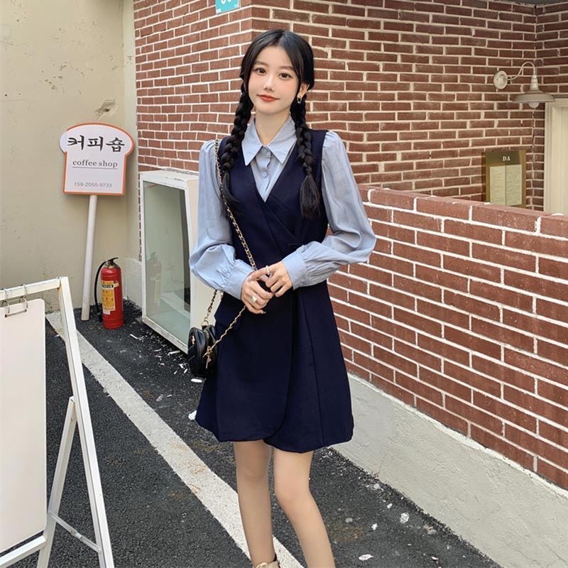 Váy  phối áo sơmi phong cách mới-Order