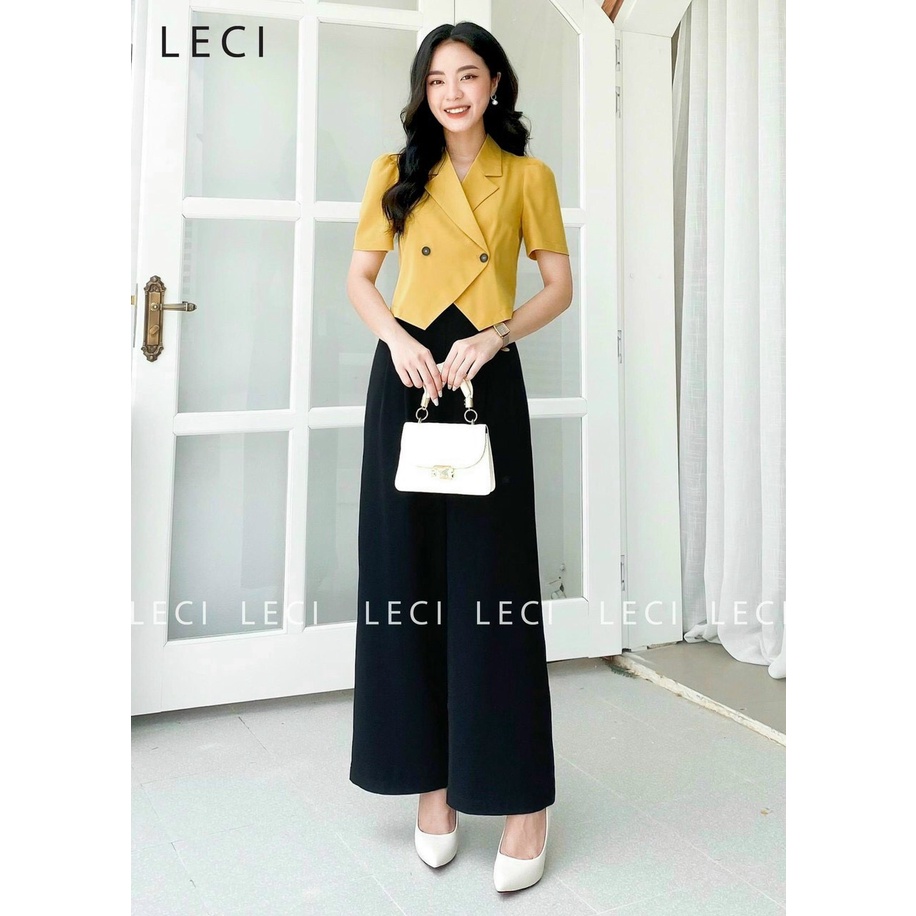 Sét bộ nữ, áo vest 2 nút quần dài ống rộng - Thời trang công sở