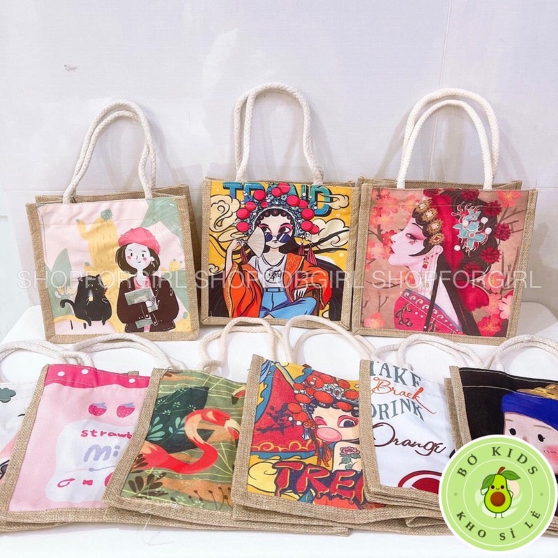 Túi cói túi tote xách mini đi biển nữ đẹp đi chơi thời trang dễ thương cute cá tính phong cách Vintage TC01