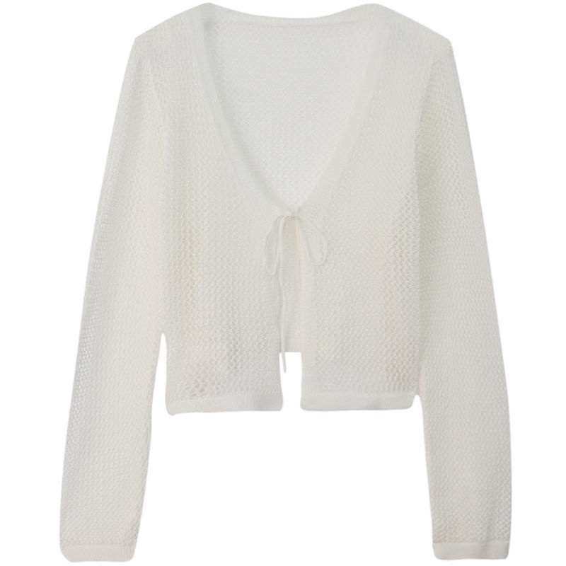 Áo cardigan Ngắn Chất Liệu Dệt Kim Phối Ren Mỏng Thời Trang Mùa Hè Cho Nữ