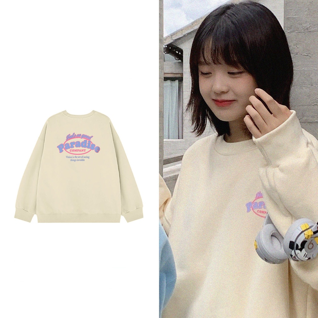 Áo sweater cổ tròn dáng rộng in họa tiết thời trang xuân thu phong cách Nhật Bản cho nữ