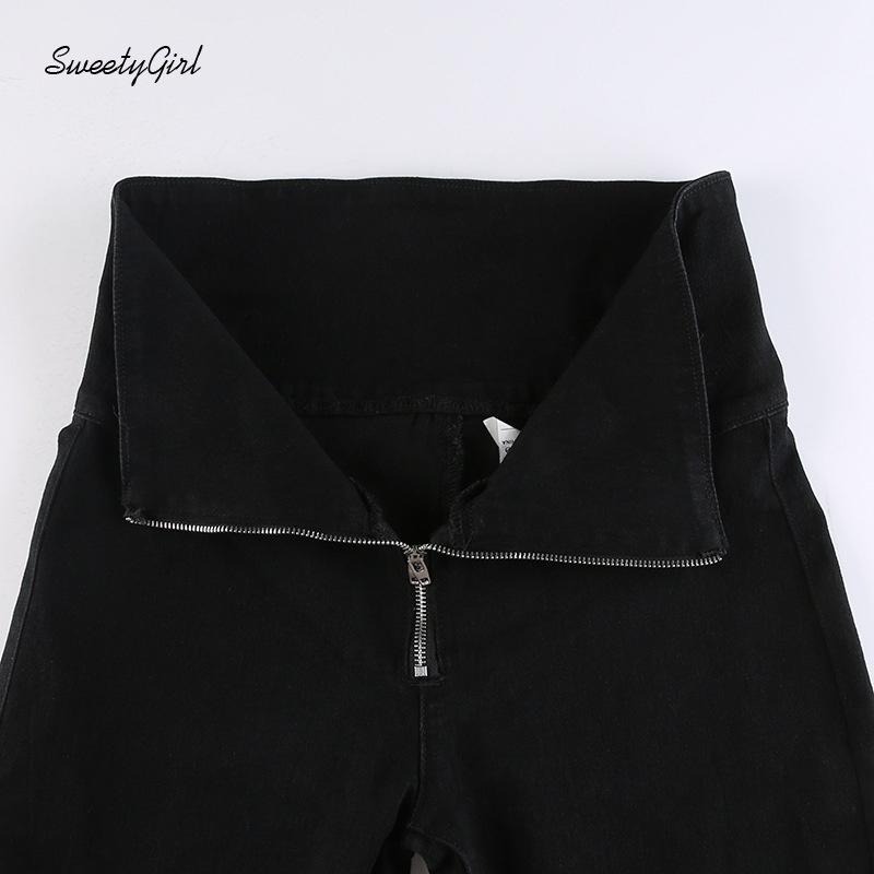 Quần Jeans Dài Lưng Cao Màu Trơn Dáng Ôm Thời Trang Cho Nữ