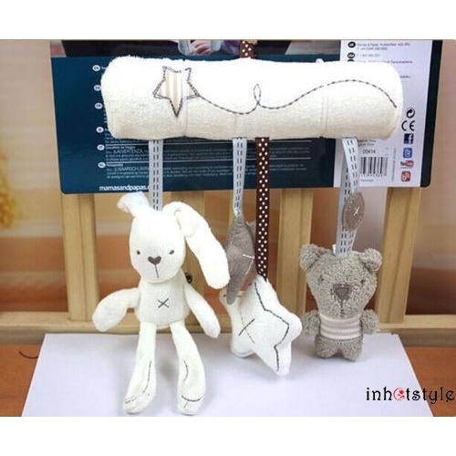 Gấu nhồi bông đồ chơi dễ thương có âm thanh tiện dụng để treo nôi cho bé