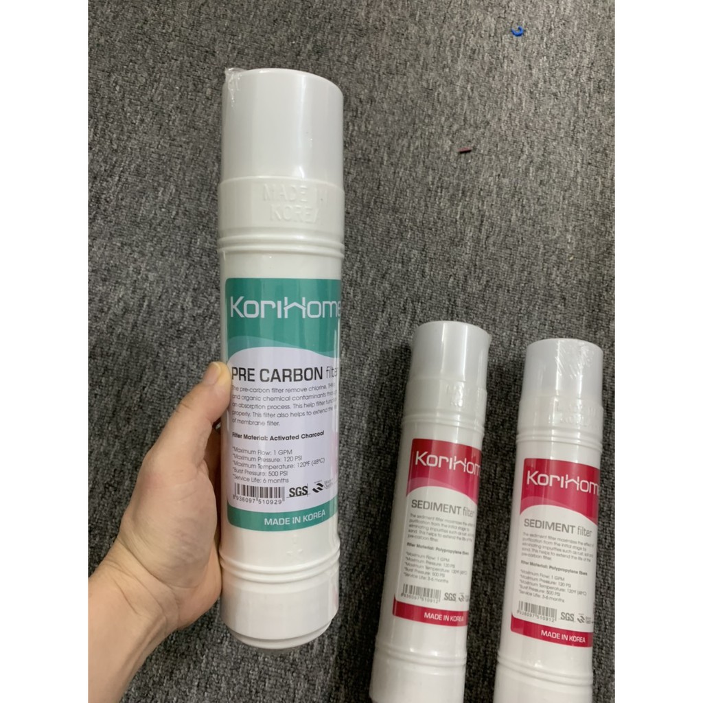 Lõi Lọc Nước Số 123 Korihome Chuẩn Hàn Quốc 👉Bộ 3 lõi lọc thô Korihome:  2 lõi Sediment và 1 lõi Pre