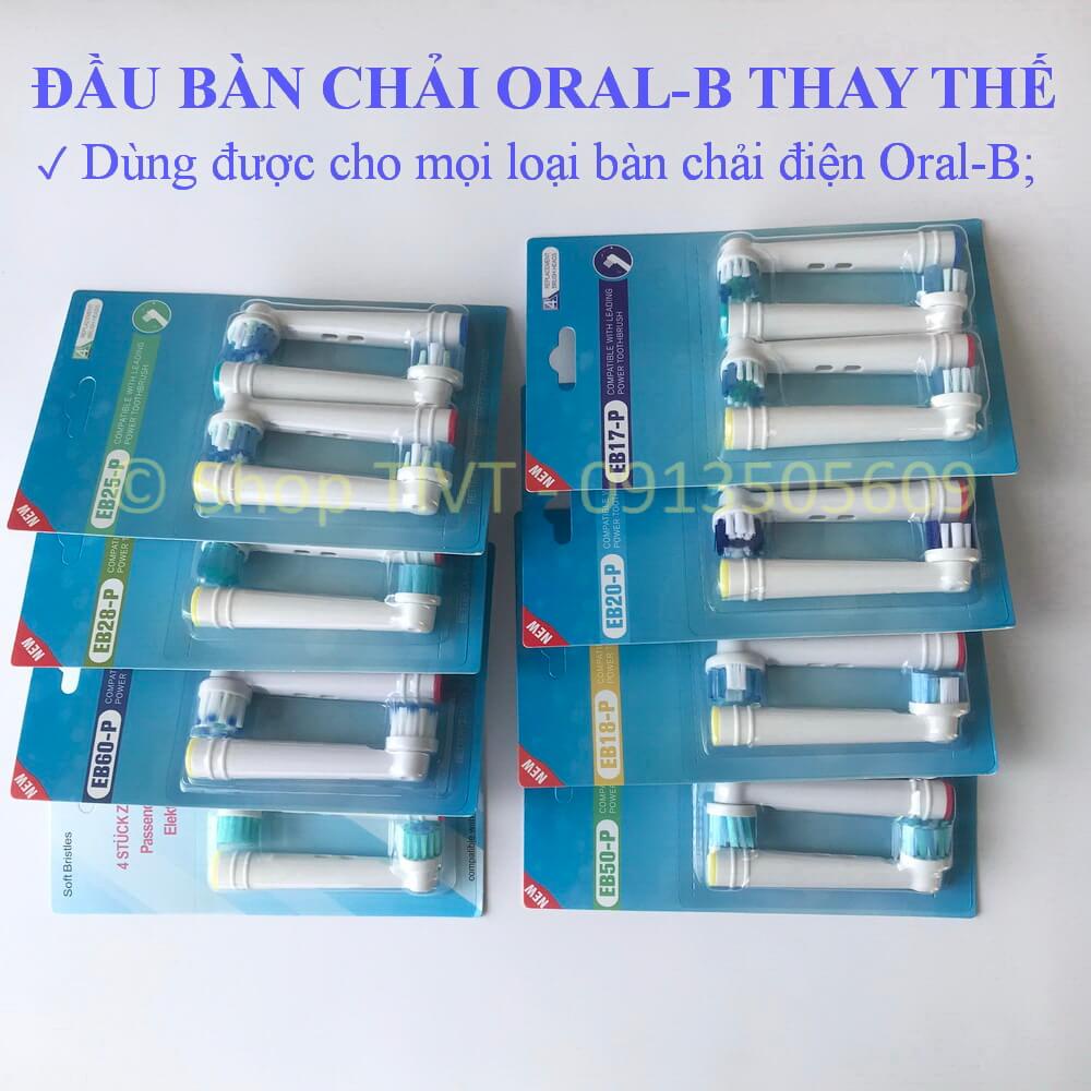 Bàn chải tiêu chuẩn lắp cho máy Oral-B, đầu bàn chải điện bộ 4 cái, nhiều loại phù hợp răng-Shop TIVT