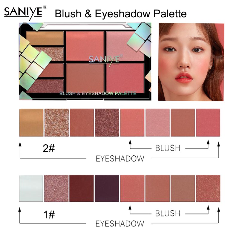 Bảng phấn mắt kết hợp phấn má hồng SANIYE 8 màu chuyên dụng E0827 | BigBuy360 - bigbuy360.vn