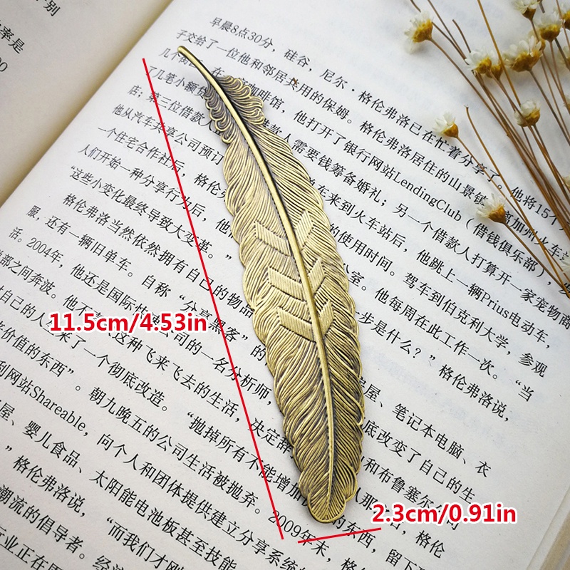 Thẻ đánh dấu trang sách hình lông vũ bằng kim loại mạ bạc sáng tạo