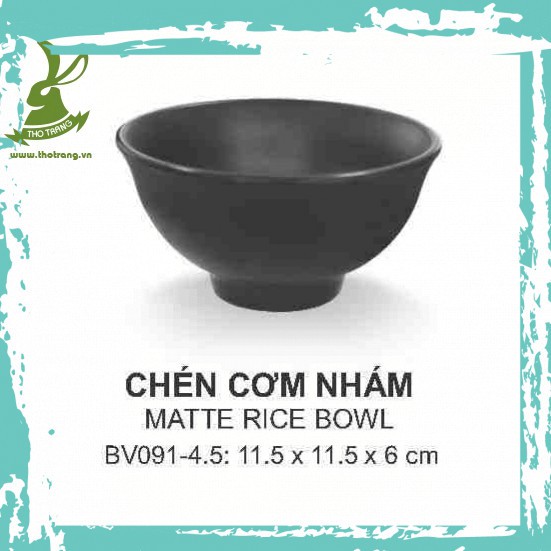 [Ưa Chuộng] Bát Cơm Loe Nhựa Melamine Màu Đen Nhám Cho Quán Nướng Hàn Quốc 11.5*11.5*6cm Srithai Superware BV091-4.5