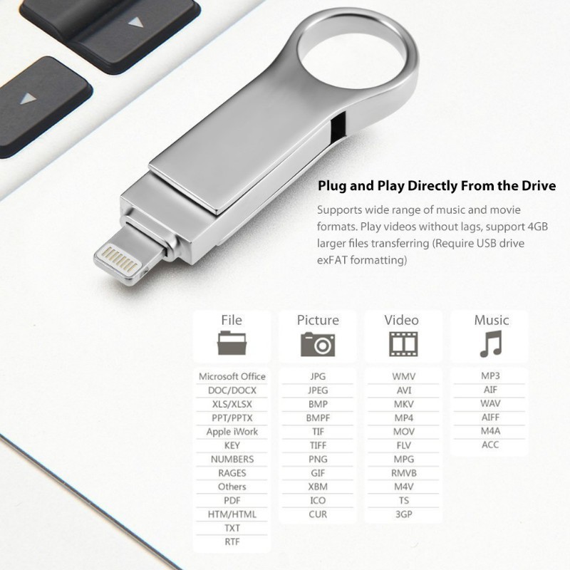 USB Flash Drive bằng kim loại chống thấm nước cho iPhone iPad iPod | BigBuy360 - bigbuy360.vn