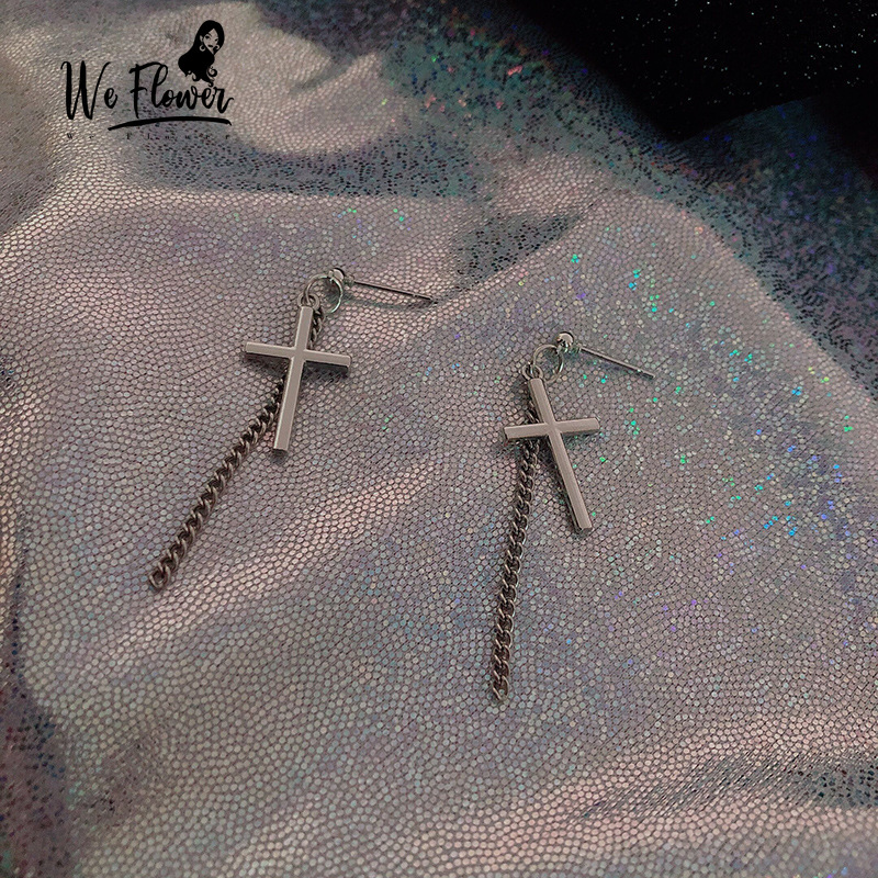 We Flower Bông Tai Mạ Bạc 925 Dáng Dài Phối Tua Rua Thời Trang Cho Nam Và Nữ