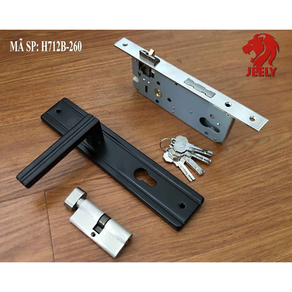 KHÓA TAY GẠT JEELY 712- KHÓA CỬA CHÍNH TAY ỐP 26CM khóa cửa chính, khóa cửa đi, khóa cửa phòng hộp 4x8cm - 712