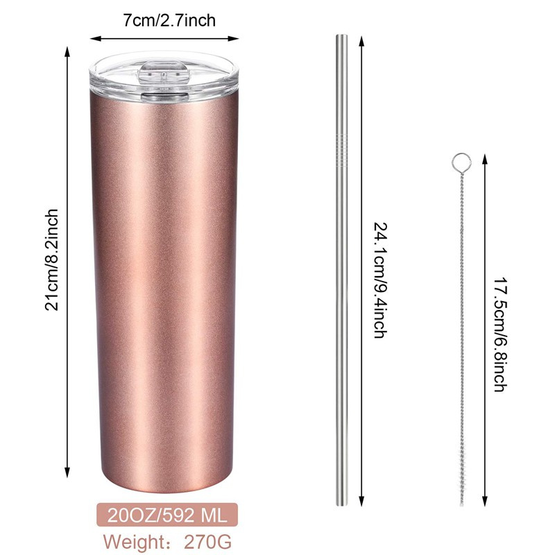 2 Pack 20 Oz Stainless Steel Double-Insulated Water Tumbler Cup