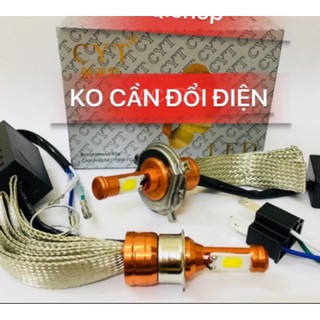 ĐÈN PHA XE MÁY LED H4 CYT SIÊU SÁNG XÀI ĐIỆN MÁY , BH 12 THÁNG