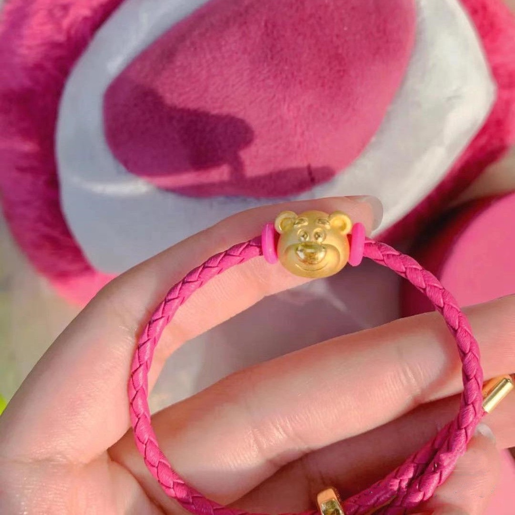 Vòng Tay Bạc 925 Hình Gấu Dâu Tây Disney Không Phai Màu RMVC