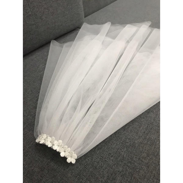 Lúp cô dâu, voan cô dâu lược cài đính hoa TH12