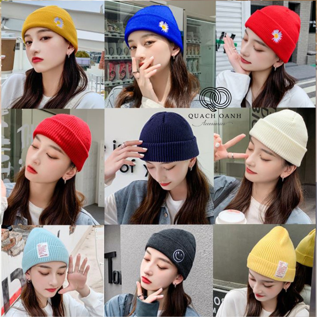 Mũ len hoa cúc thời trang phong cách Hàn Quốc - MU07