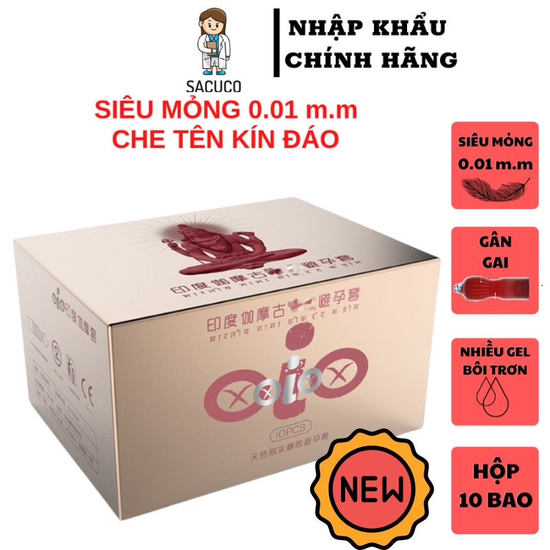 bao cao su siêu mỏng 001 gai bi nhiều gel bôi trơn SACUCO oio1
