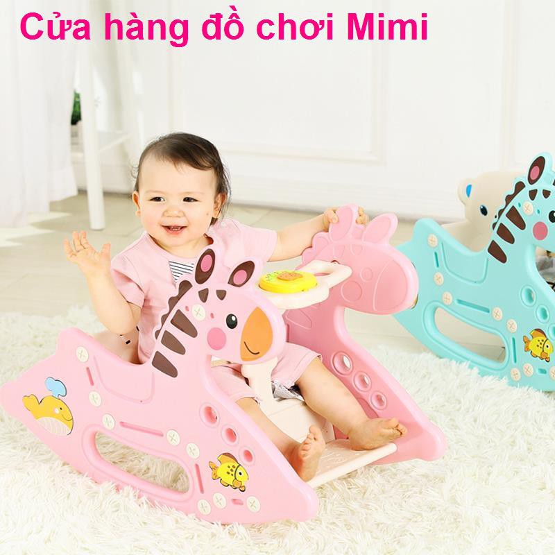 ngựa bập bênh cho bé một tuổi quà sinh nhật bằng nhựa gỗ nhỏ trong nhà Ghế đồ chơi trẻ em có nhạc