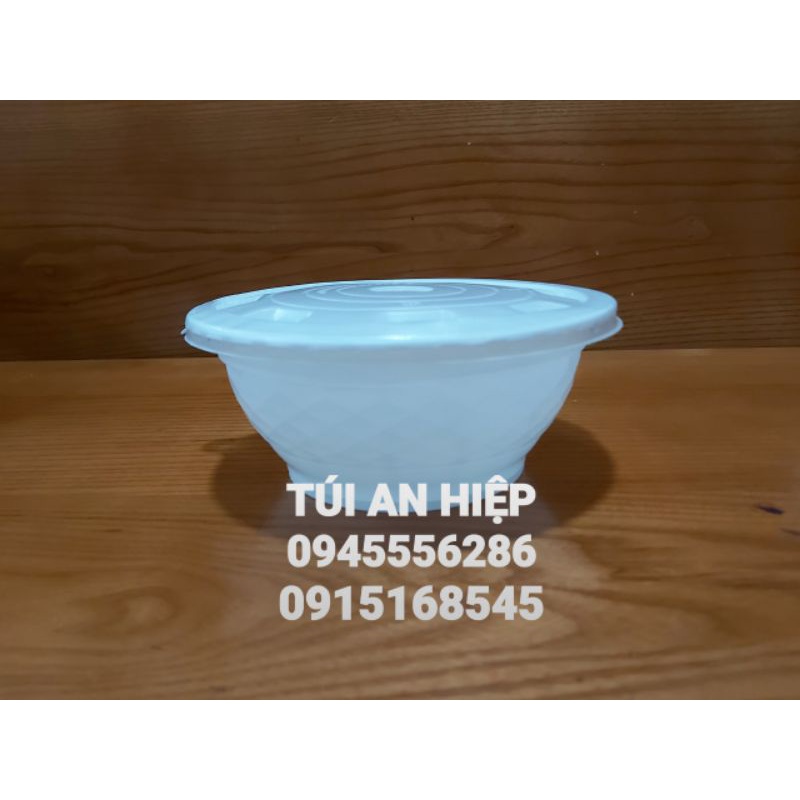 Bát nhựa có nắp, dung tích 1000ml (50 cái) | Disposable bowl 1000ml, with lids (50pcs/set)