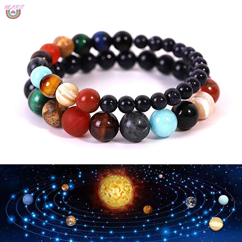 Vòng tay chuỗi hạt đá Chakra hình hành tinh vũ trụ cho nam và nữ